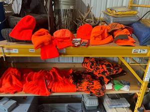 lot 750 image: Assorted Collection of High-Visibility Hunting Apparel and Accessories