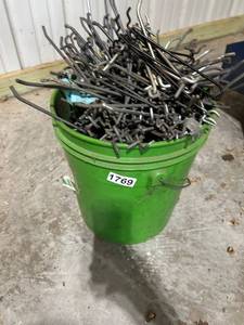 lot 769 image: Bucket of Mixed Metal Hooks and Pegboard Hangers