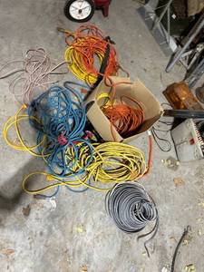lot 775 image: Collection of Outdoor Extension Cords and Electrical Wiring Assortment