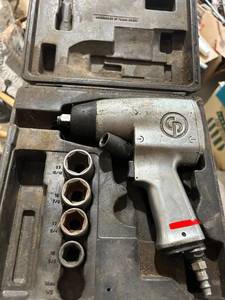 lot 796 image: Chicago Pneumatic Air Impact Wrench Kit with Sockets and Case