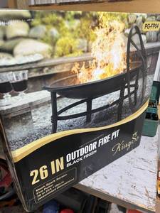 lot 828 image: KingSo 26 Inch Outdoor Fire Pit with Mesh Spark Screen and Fire Poker