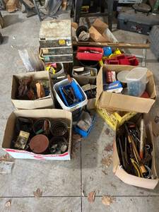 lot 885 image: Bulk Lot of Mixed Hardware, Fasteners, and Hand Tools in Organizers