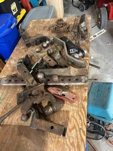 lot 880 image: Collection of Trailer Hitches, Ball Mounts, Chains, and Towing Accessories