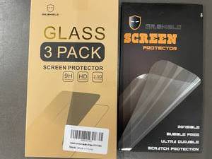 lot 51 image: Mr. Shield Glass Screen Protector 3-Pack, Premium Tempered, New