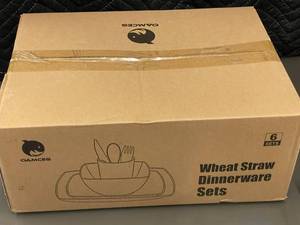 lot 54 image: OAMCEG Wheat Straw Dinnerware Set, 6 Sets (36 Pieces)