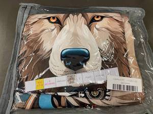 lot 63 image: Wolf-Themed Decorative Throw Pillow Cover