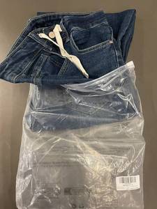 lot 77 image: Allimy Womens Drawstring Wide Leg Jeans, Size 4, Dark Blue