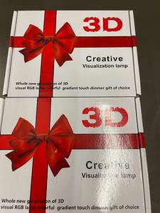 lot 105 image: 2 Creative 3D RGB Visualization Lamps, Gift Box Design