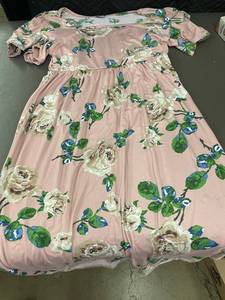 lot 175 image: Eloges Womens Vintage Pink Floral Dress Cream Rose New