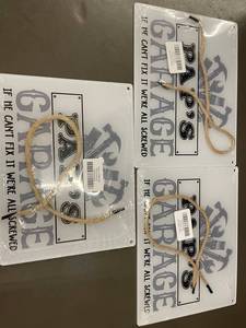 lot 187 image: Lot of 3 Paps Garage Metal Hanging Signs