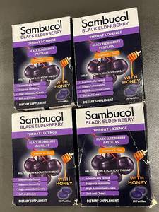 lot 475 image: 4 Boxes Sambucol Black Elderberry Throat Lozenges