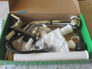 lot 77 image: Mustee Pull Out Faucet Combo Kit, 4, Plastic, Supply Lines and P Trap