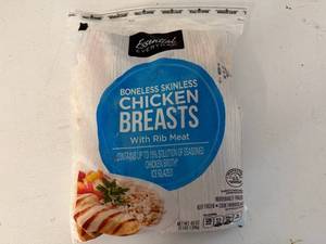 lot 101 image: EE. 3lbs Boneless Chicken Breasts-Possible 12 Cut Slit From Case Opening