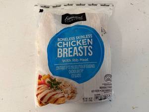 lot 103 image: EE. 3lbs Boneless Chicken Breasts-Possible 12 Cut Slit From Case Opening