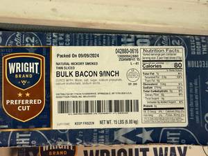 lot 137 image: G. 15lbs Natural Hickory Smoked Thin Sliced Bulk Bacon 9