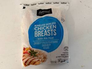 lot 99 image: EE. 3lbs Boneless Chicken Breasts-Possible 12 Cut Slit From Case Opening