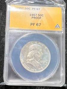 1957 US PROOF FRANKLIN HALF DOLLAR ANACS PF67