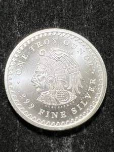 lot 07 image: 1 TROY OZ .999 FINE SILVER AZTEC ROUND
