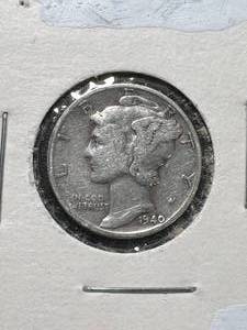 lot 10 image: 1940 US MERCURY DIME