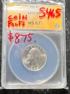 lot 14 image: 1972 US WASHINGTON QUARTER ANACS MS67