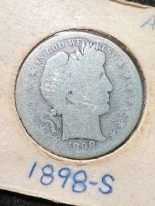 lot 26 image: 1898-S US BARBER HALF DOLLAR