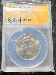 lot 49 image: 1996-D US KENNEDY HALF DOLLAR ANACS MS66