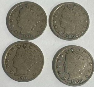 lot 8 image: Lot of 4 Liberty V Nickels