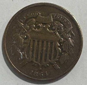 lot 9 image: 1864 Two Cent Piece