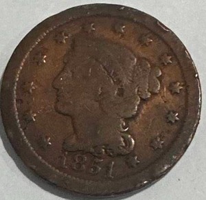 lot 17 image: 1851 Large Cent Penny