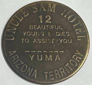 lot 23 image: Uncle Sam Hotel Brass Brothel Token