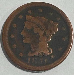 lot 25 image: 1851 Large Cent Penny