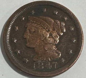 lot 29 image: 1847 Large Cent Penny