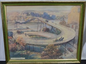lot 32 image: VINTAGE HASTINGS MN SPIRAL BRIDGE PRINT