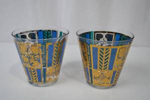 lot 162 image: Vintage Georges Briard Lowball Glasses, 14K Gold Accents