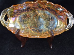 lot 174 image: Vintage Indiana Glass Marigold Carnival Glass Dish