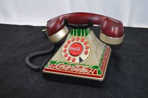 lot 184 image: Coca-Cola Stained Glass Look, Light Up Telephone