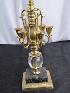 lot 299 image: Vintage Dilly Brass Candelabra with Italian Marble Base