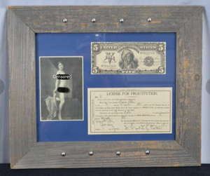 lot 6 image: License for Prostitution and Currency in Frame