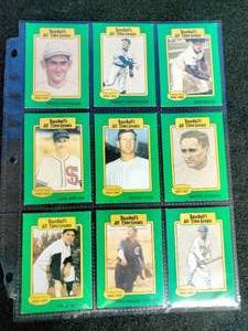 lot 102 image: 9 Baseball All Time Greats Cards