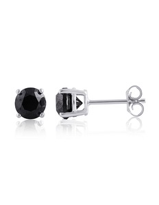 lot 17 image: Rhodium Over Sterling Silver 3 ct tw Black Diamond Stud Earrings