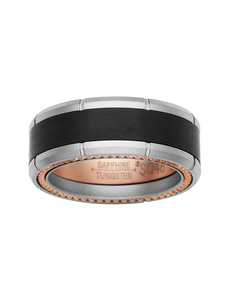 lot 6 image: Classic Treasures Mens Tungsten, Titanium, Stainless Steel with 14K Rose Gold Accent Band - Size 12