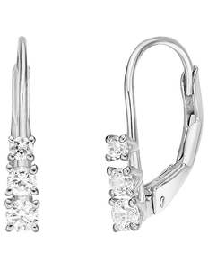 lot 9 image: Rhodium Over 10K White Gold 14 ct tw Lab-Grown Diamond Drop Earrings