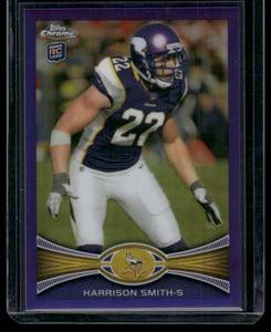 lot 27 image: Harrison Smith 499 RC Purple Refractor 2012 Topps #77 Rookie Minnesota Vikings Football Card