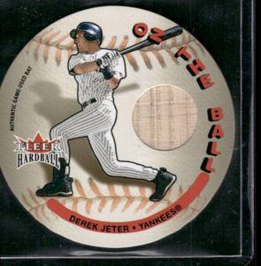 lot 39 image: Derek Jeter Game-Used Bat Relic 2003 Fleer Hardball On The Ball Baseball Card
