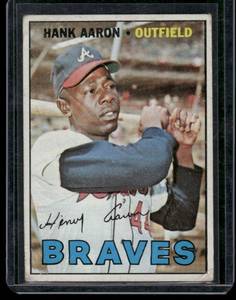 lot 47 image: Hank Aaron 1967 Topps #250 Vintage Baseball Card