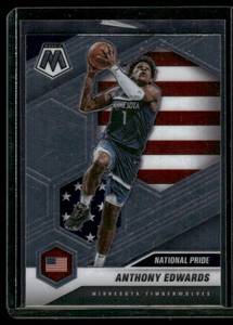 lot 57 image: Anthony Edwards RC National Pride 2020-21 Mosaic #252 Rookie Minnesota Timberwolves Basketball Card