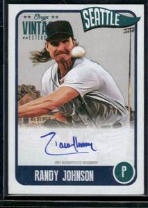 lot 68 image: Randy Johnson Auto On Card 2020 Onyx Vintage Extended #EARJ Baseball Card