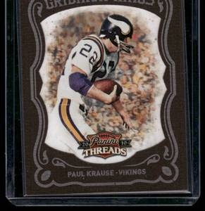 lot 70 image: Paul Krause 100 2010 Panini Threads Gridiron Kings #8 Numbered 015100 Minnesota Vikings Football Card
