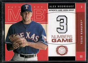 lot 78 image: Alex Rodriguez Game Worn Jersey Relic 2003 Fleer Numbers Game #AR-NG Baseball Card