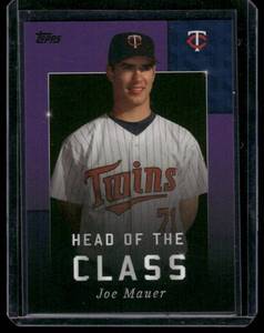 lot 83 image: Joe Mauer 25 SP 2022 Topps Head of the Class Numbered 625 Minnesota Twins Baseball Card
